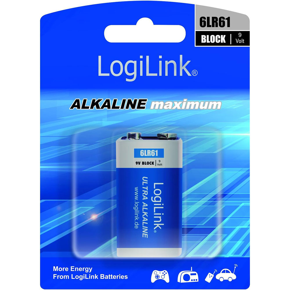 Baterija LogiLink LogiLink Ultra Power 6LR61 Alkaline batteries, block, 9V, 6LR61B1