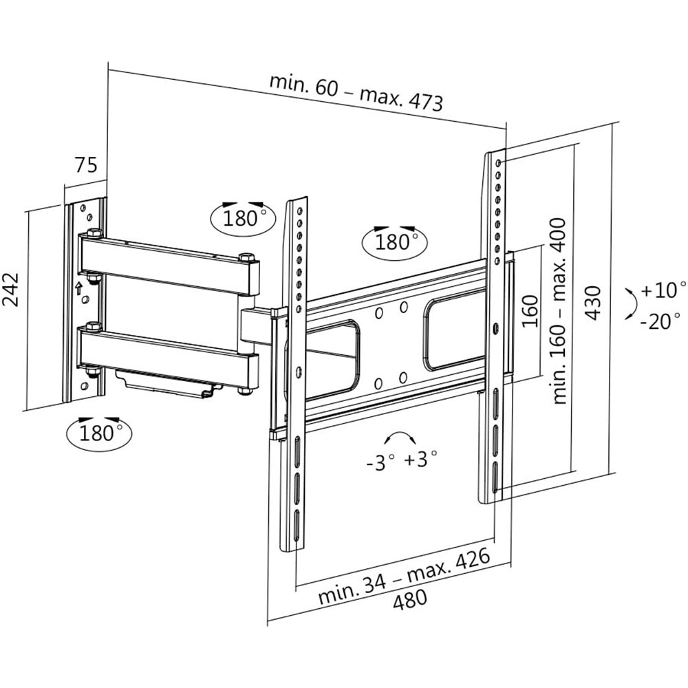 TV nosač LogiLink LogiLink TV wall mount, 32 55, tilt, swivel, 50 kg max., BP0014