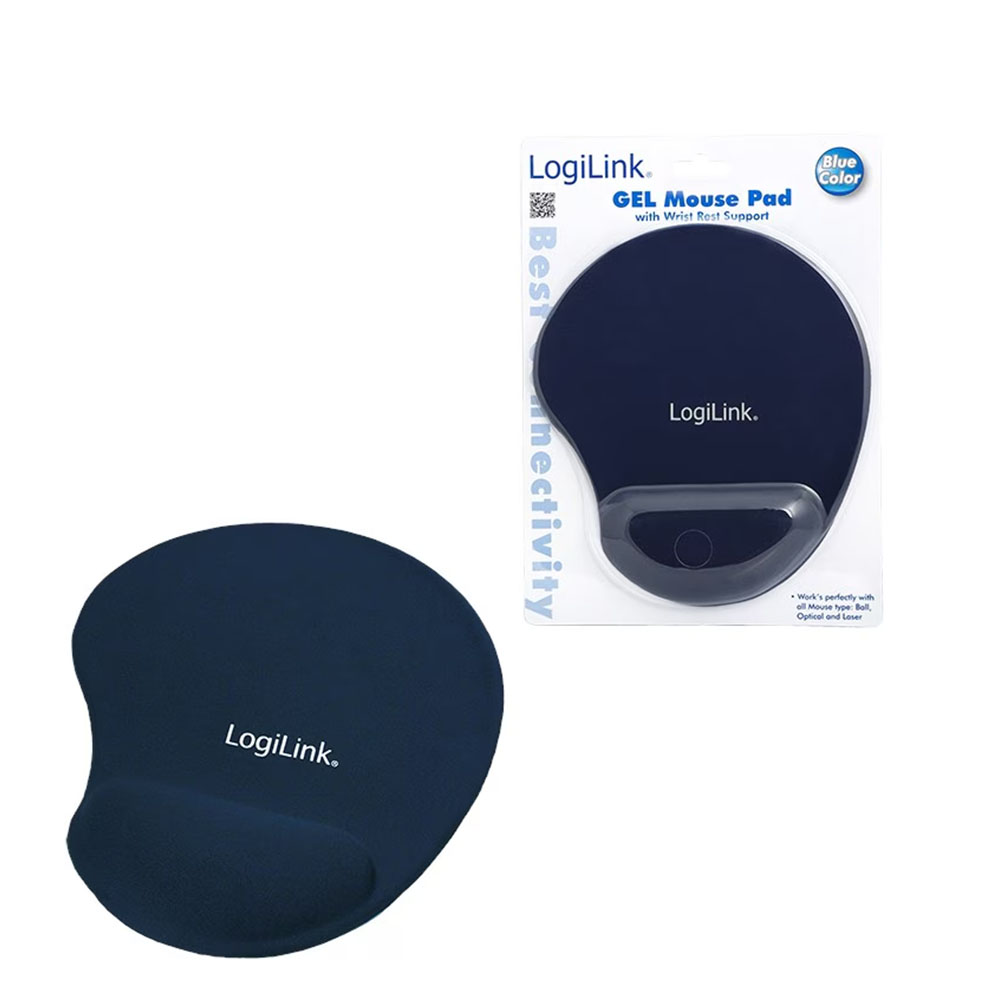 Podloga za miš LogiLink LogiLink Mousepad with gel wrist rest support, blue, ID0027B