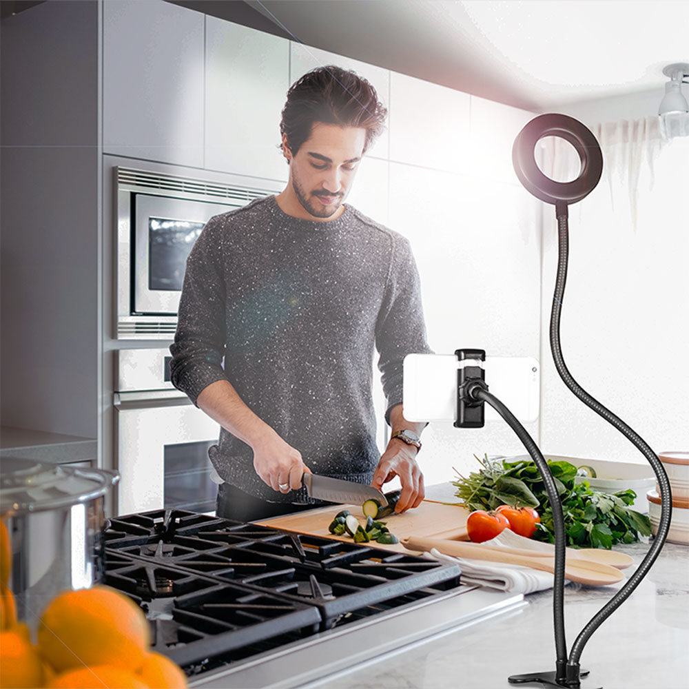 Prstenaste lampe LogiLink LogiLink Smartphone ring light clamp mount, 8.5 cm, AA0150