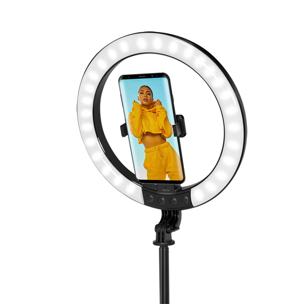 Prstenaste lampe LogiLink LogiLink Smartphone ring light with selfie stick tripod, remote shutter, 25 cmAA0156