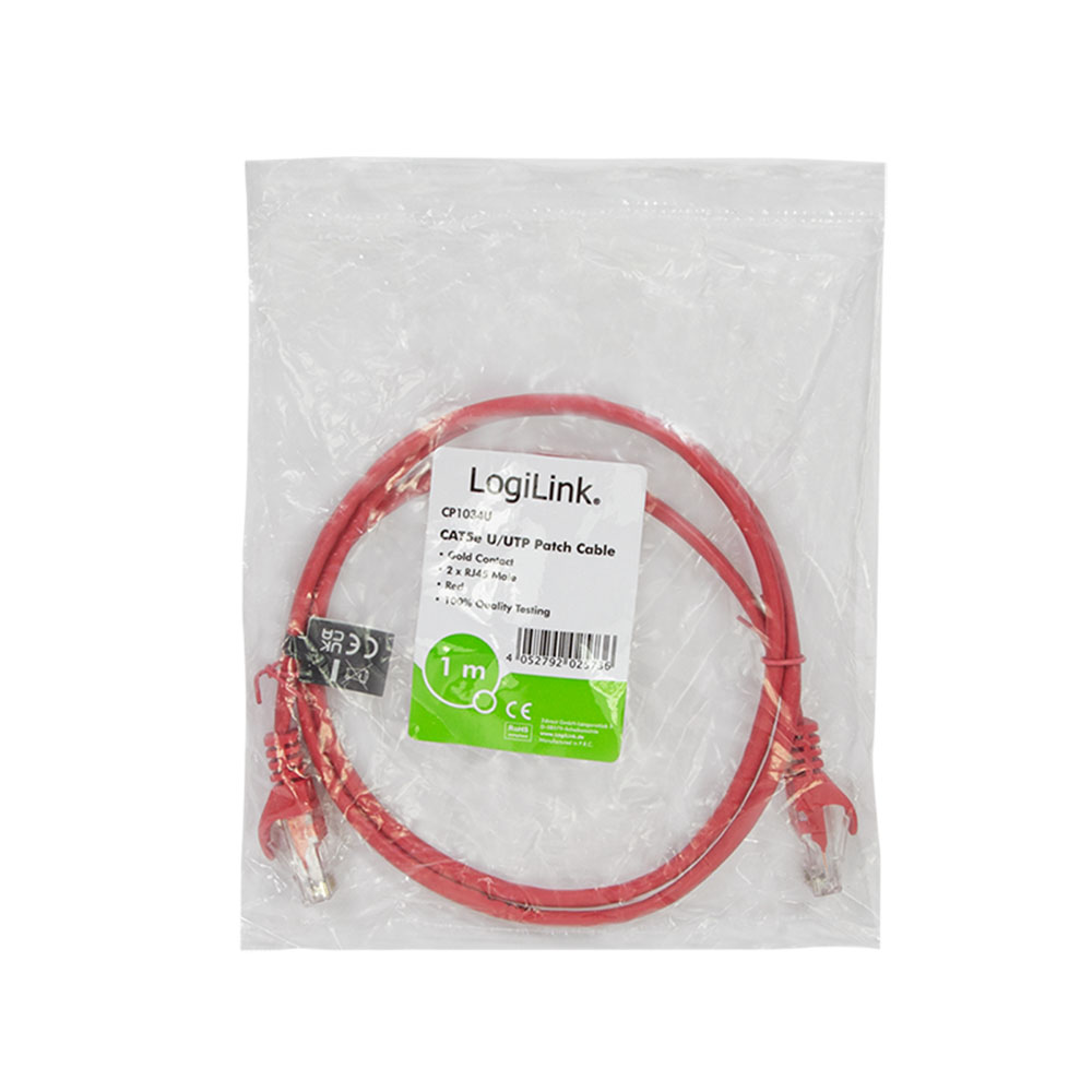 Mrežni kabl LogiLink LogiLink Patch cable Econline, Cat.5e, U UTP, red, 1 m, CP1034U