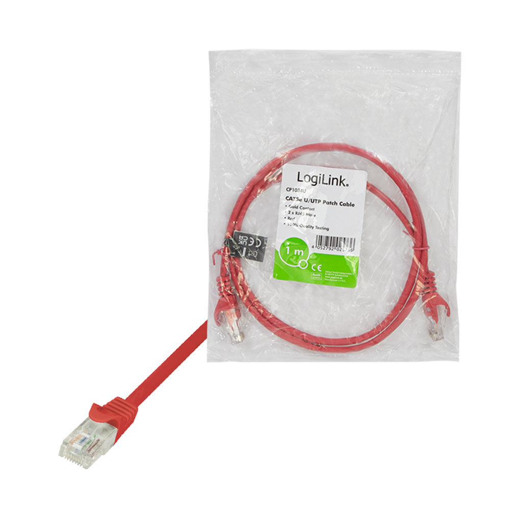 Mrežni kabl LogiLink LogiLink Patch cable Econline, Cat.5e, U UTP, red, 1 m, CP1034U