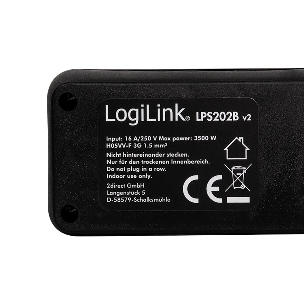 Produžec LogiLink LogiLink Socket outlet 6 way switch, 6x CEE 7 3, 1.5 m, LPS202B