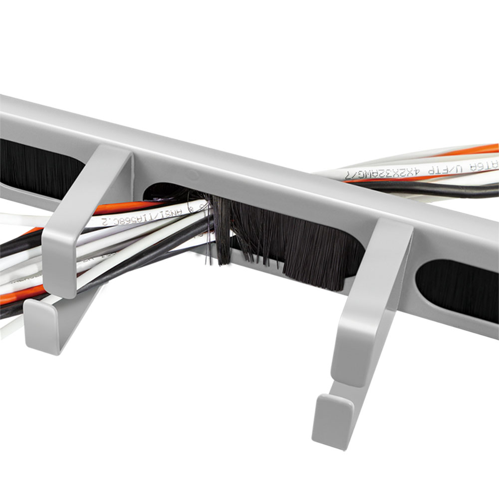 Pribor za ormare servera LogiLink LogiLink 19 cable management bar with 4 metal brackets and brush strip, light grey, OR106G