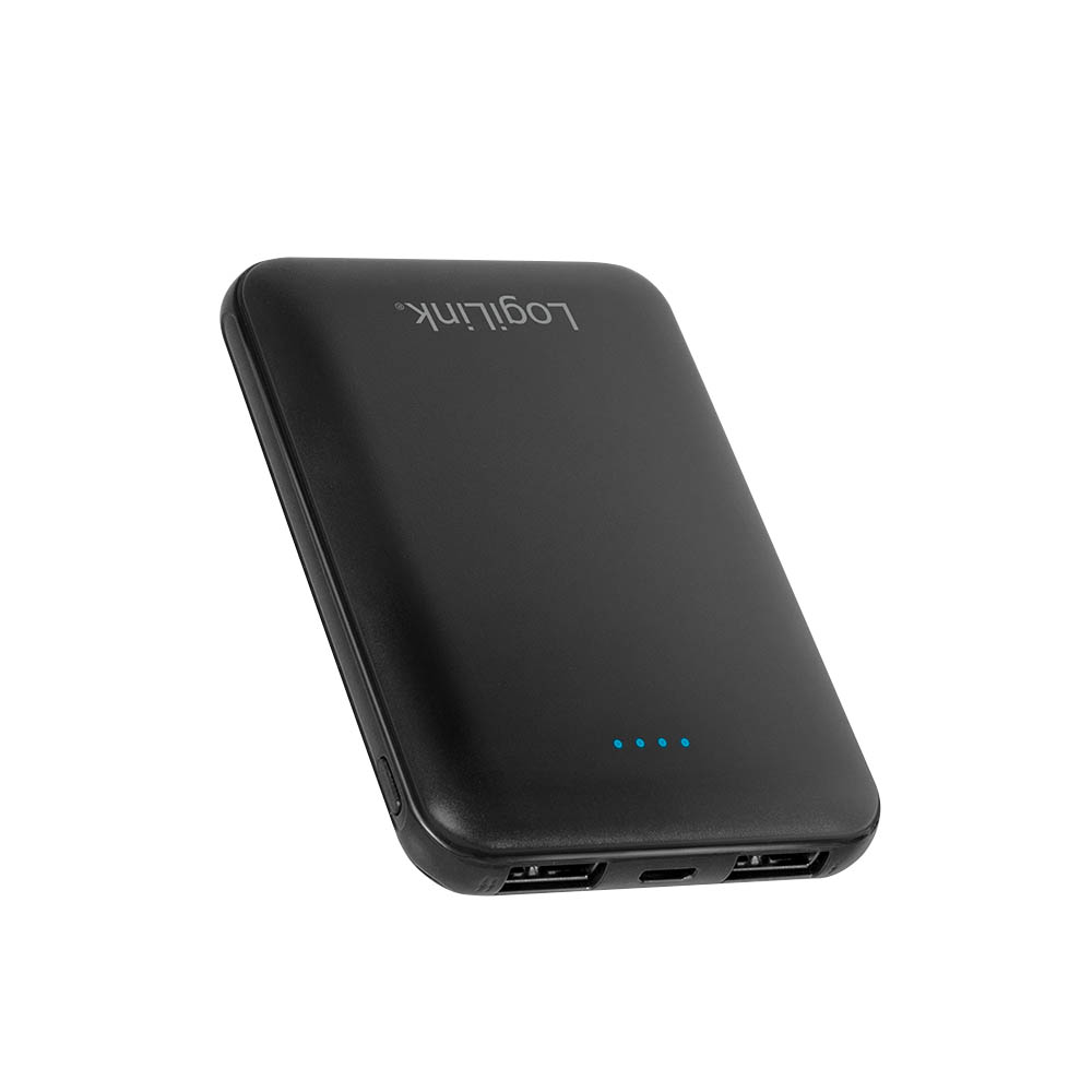 Power bank baterije LogiLink LogiLink  power bank 5000 mAh, 2x USB A, slim, black PA0202