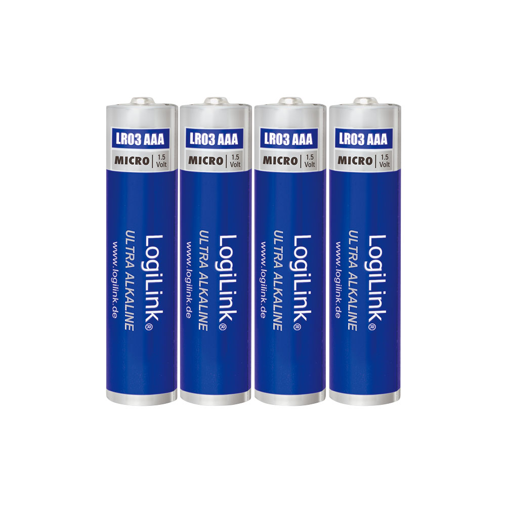 Baterija LogiLink LogiLink Ultra Power AAA alkaline batteries, Micro, 1.5V, 4 pcs., LR03B4