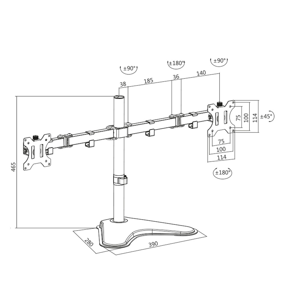 Nosač monitora LogiLink LogiLink Dual monitor stand, 13–32, steel, BP0045