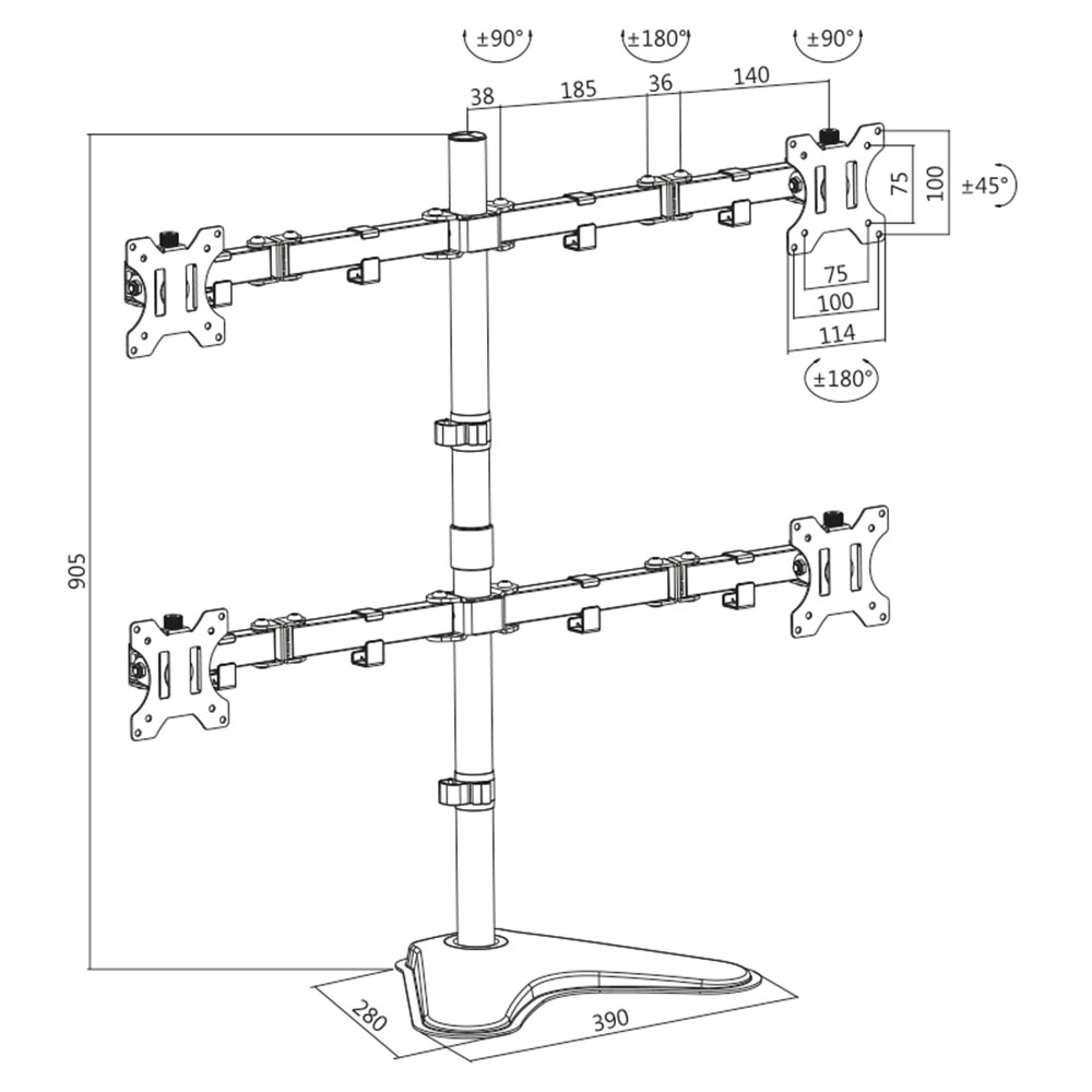 Nosač monitora LogiLink LogiLink Quad monitor stand, 13–32, steel, BP0046