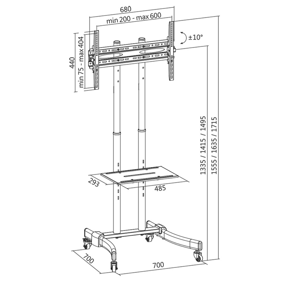 TV nosač LogiLink LogiLink TV monitor cart, 37 70, height adjustable, 40 kg max., BP0026