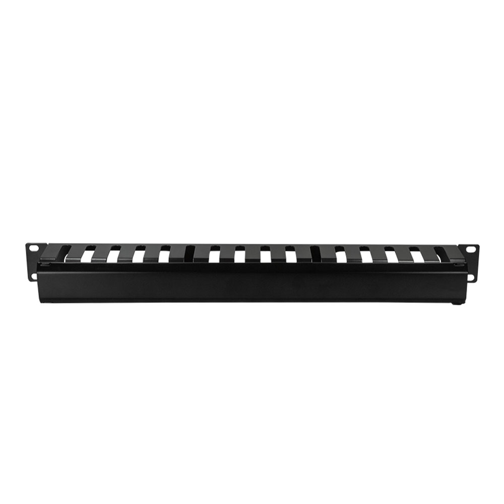 Pribor za ormare servera LogiLink LogiLink 19 cable management panel with front flap, 1U, black, ORCC01B