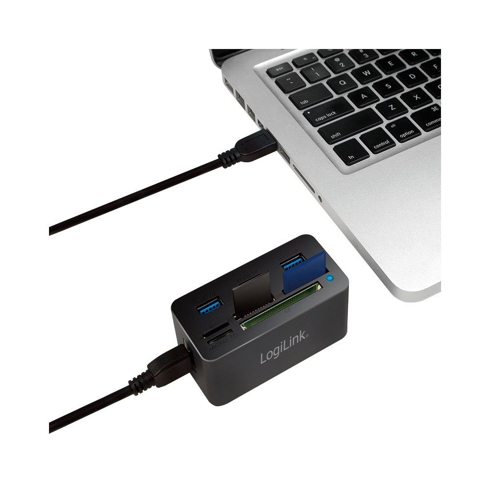 Čitač kartica LogiLink Logilink USB 3.0 hub, with all-in-one card reader, black, CR0042