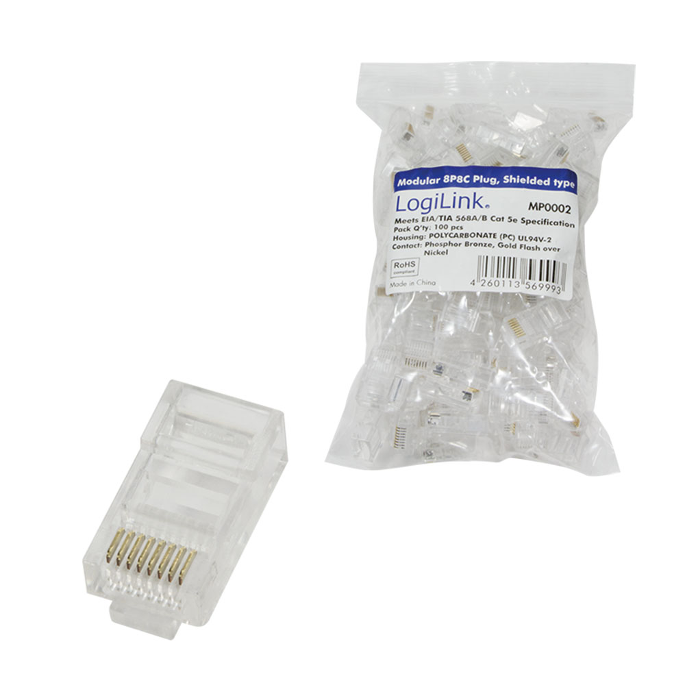 Mrežni kabl LogiLink LogiLink RJ45 modular plug, Cat.5e, unshielded, 100 pcs., MP0002