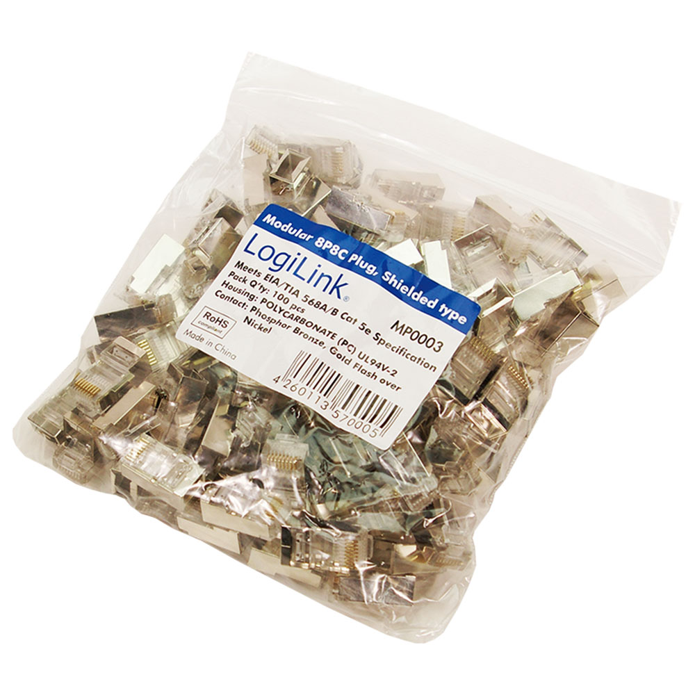 Mrežni kabl LogiLink LogiLink RJ45 modular plug, Cat.5e, shielded, 100 pcs., MP0003