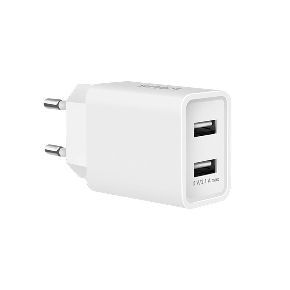 Punjač LogiLink LogiLink Dual-USB socket charger, 2x USB-A, 10.5 W, white, PA0185